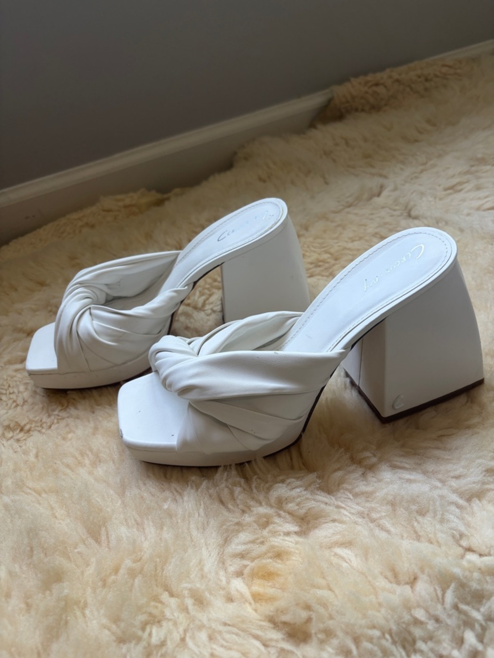 White Knotted Block Heel Mules circus by Sam Edelman